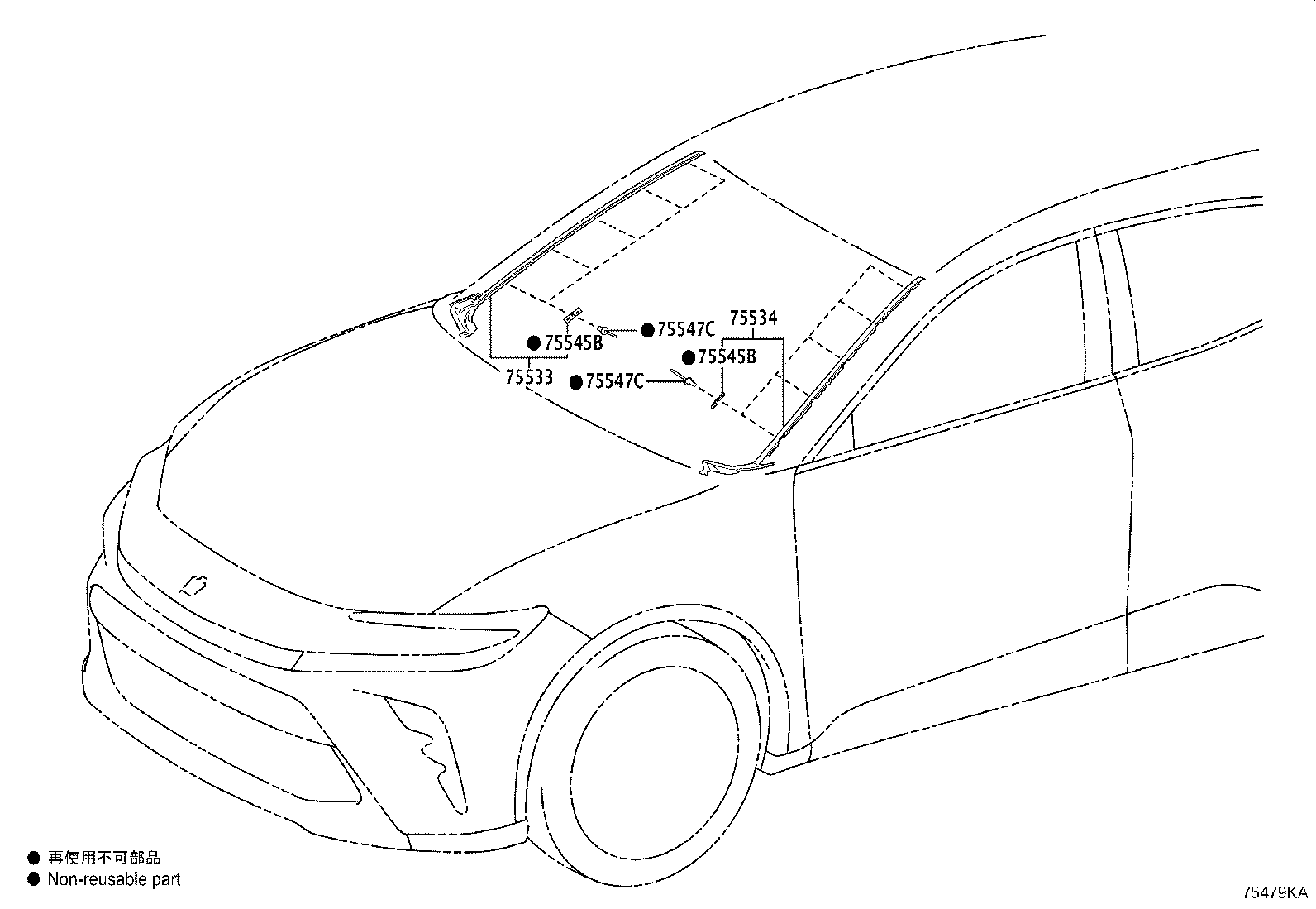 75536-30090 MOULDING, WINDSHIELD, OUTSIDE LH product image