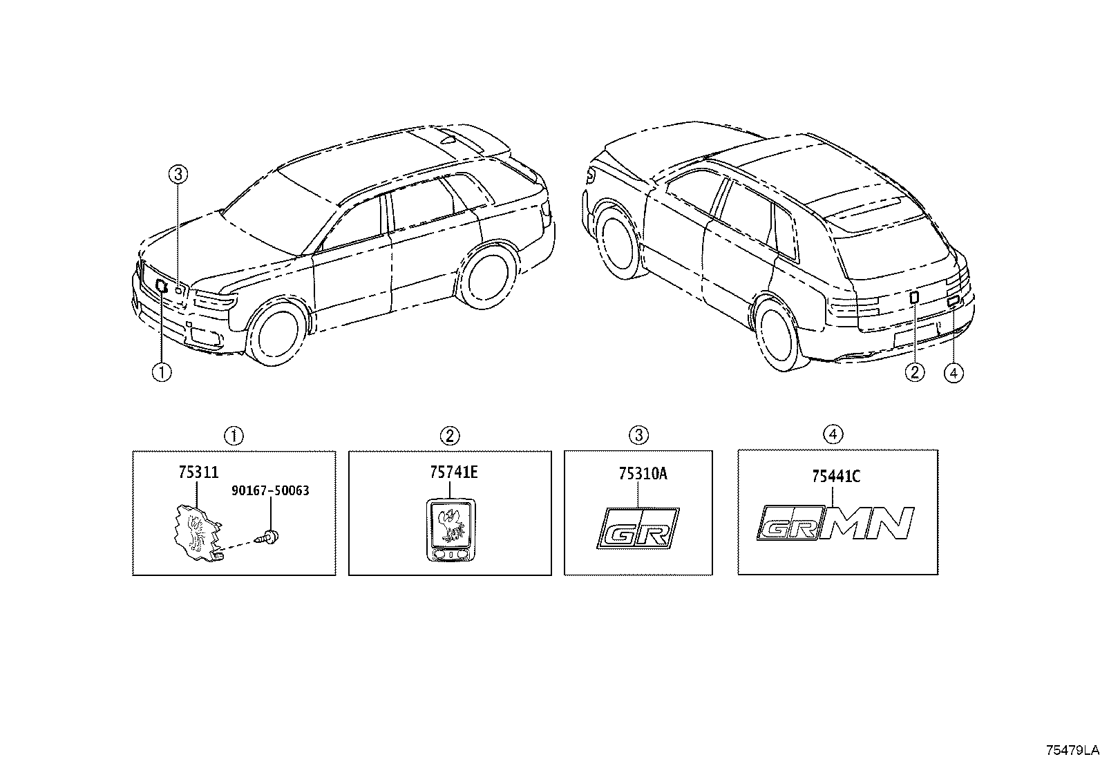 53141-40031 EMBLEM, RADIATOR GRILLE (OR FRONT PANEL) product image
