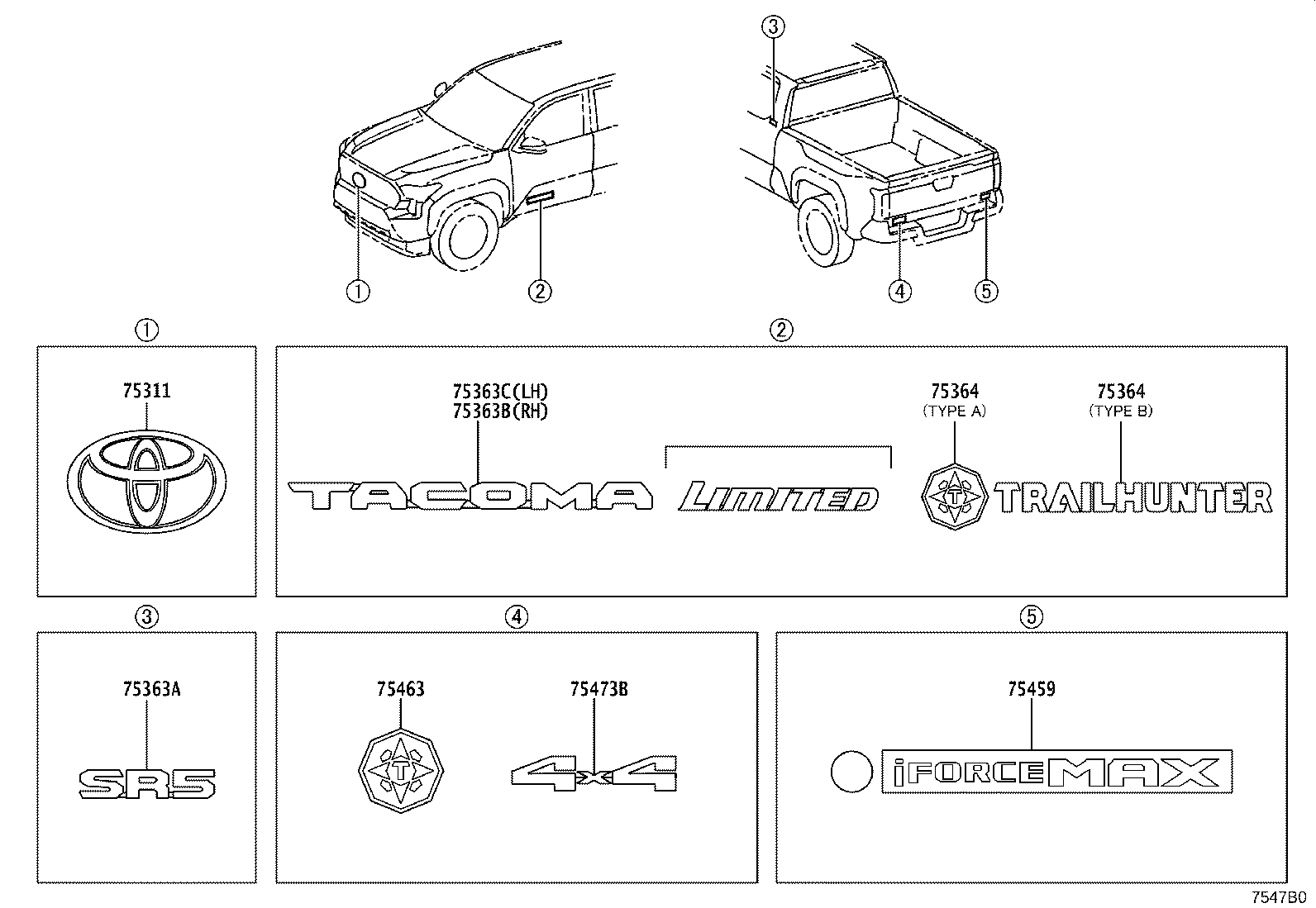 75444-YY170 PLATE, FRONT FENDER NAME, NO.2 (GRADE MARK) product image