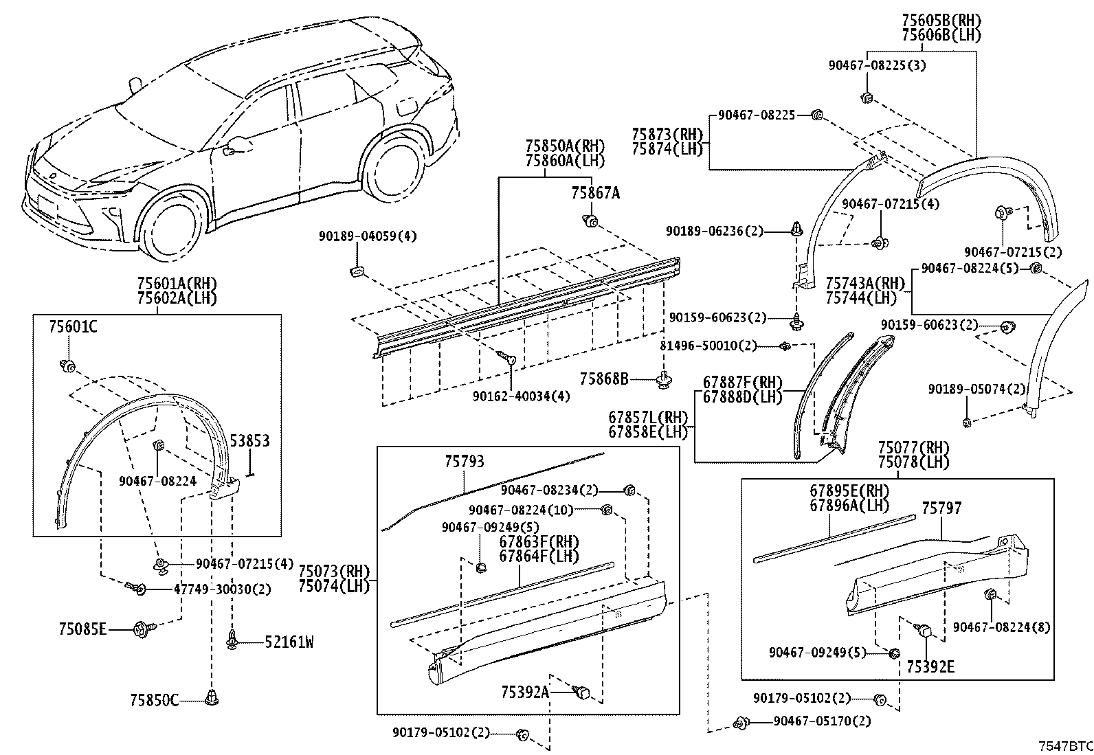 Toyota 53853-30110 PAD, FRONT WHEEL OPENING EXTENSION, NO.3