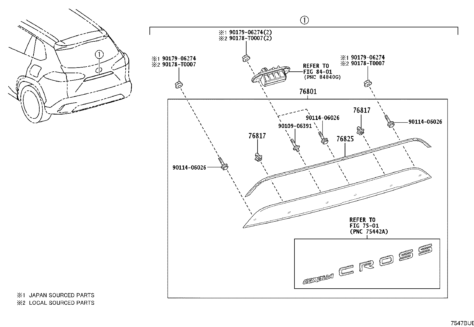 76801-YY120 GARNISH SUB-ASSY, BACK DOOR, OUTSIDE product image