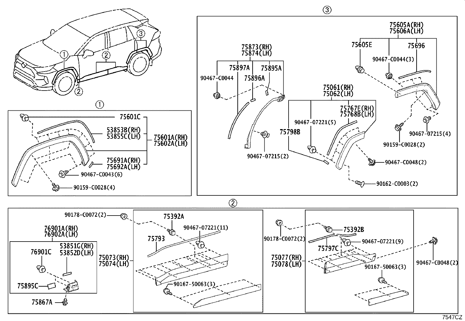 53853-0R070 PAD, FRONT WHEEL OPENING EXTENSION, NO.1 product image