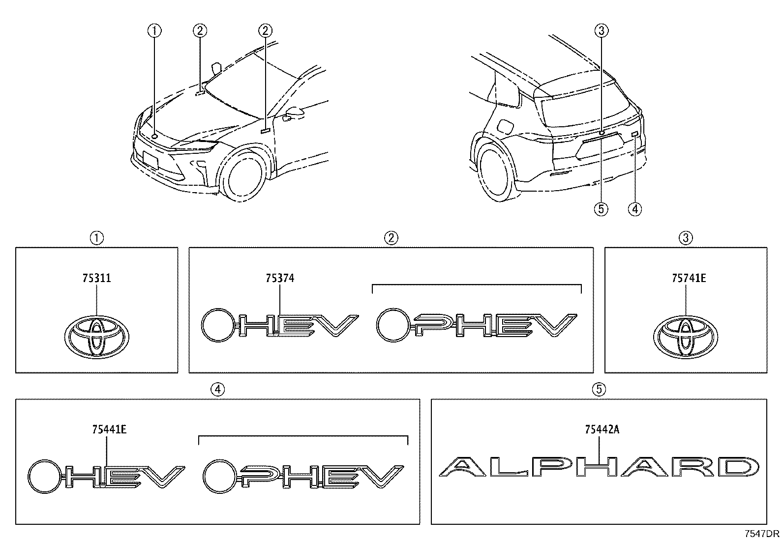 75440-30070 PLATE, BACK DOOR NAME, NO.1 product image