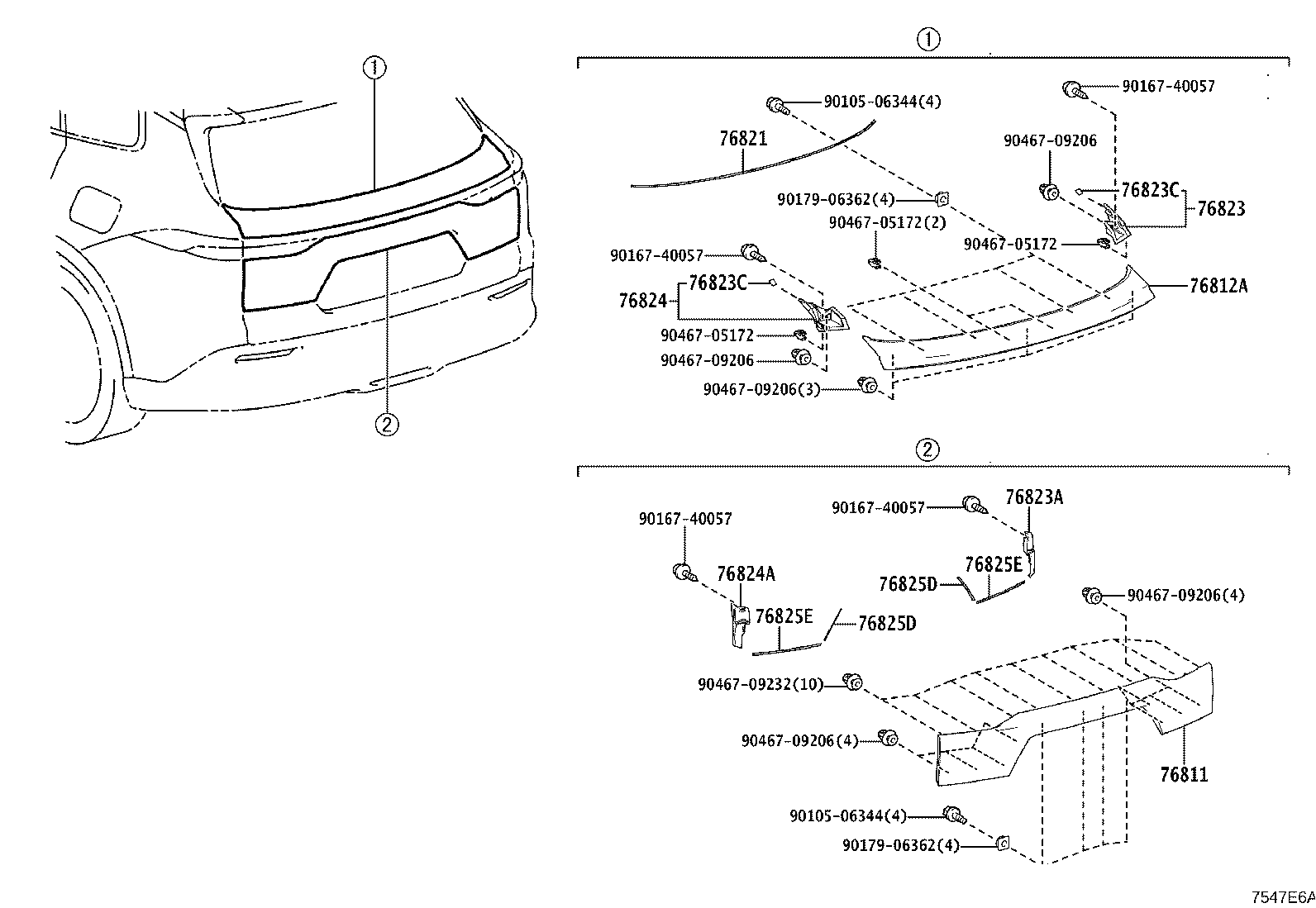 Toyota 76825-30040 PROTECTOR, BACK DOOR OUTSIDE GARNISH, NO.1