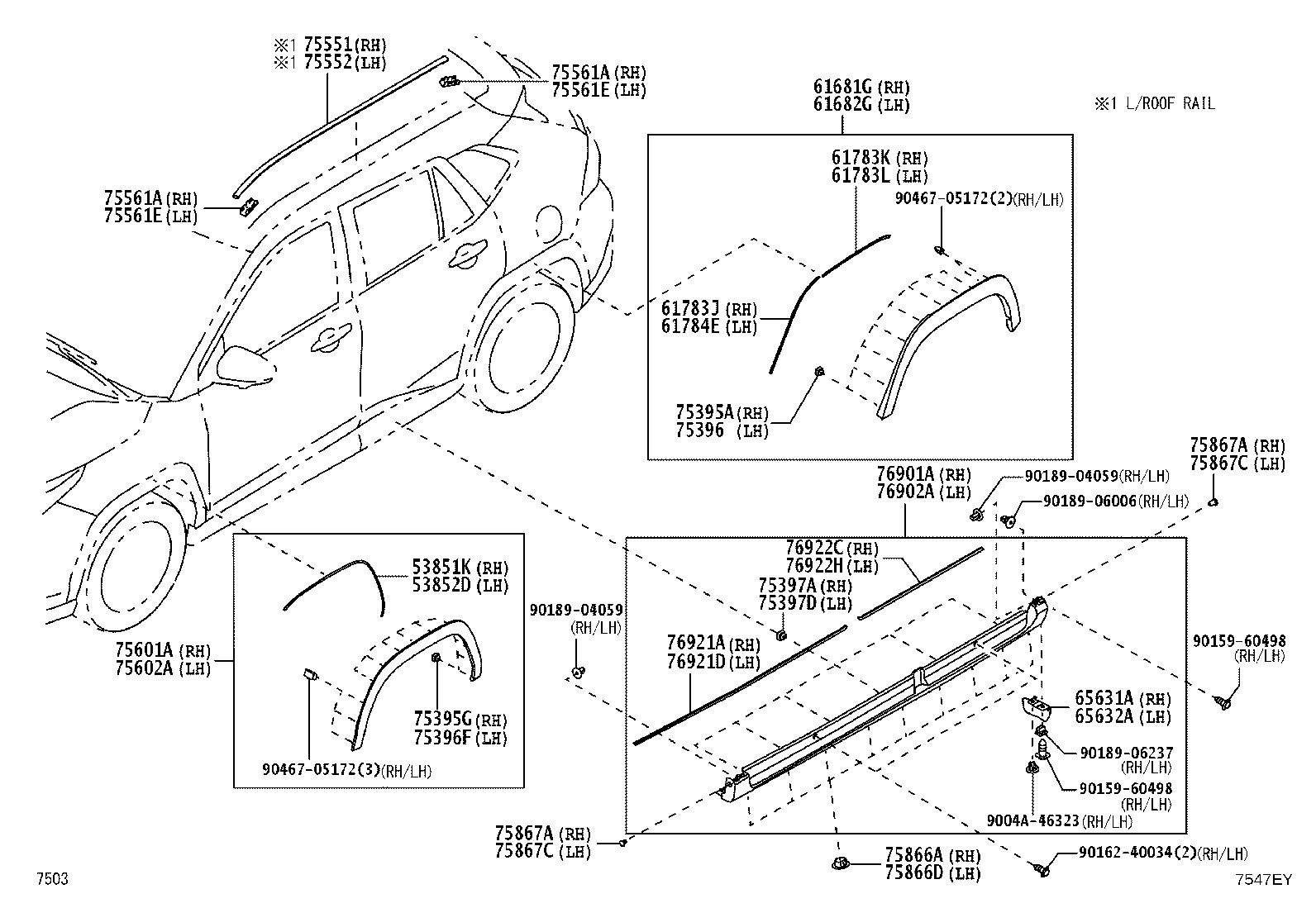 75602-BZ140 MOULDING SUB-ASSY, FRONT FENDER, LH product image