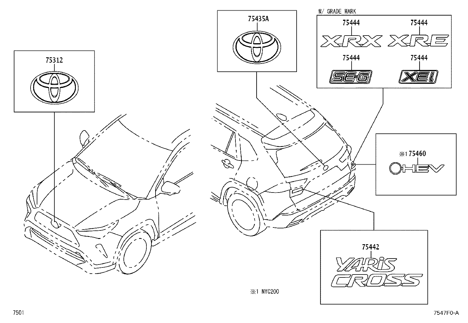 75440-BZ070 EMBLEM ASSY, REAR product image