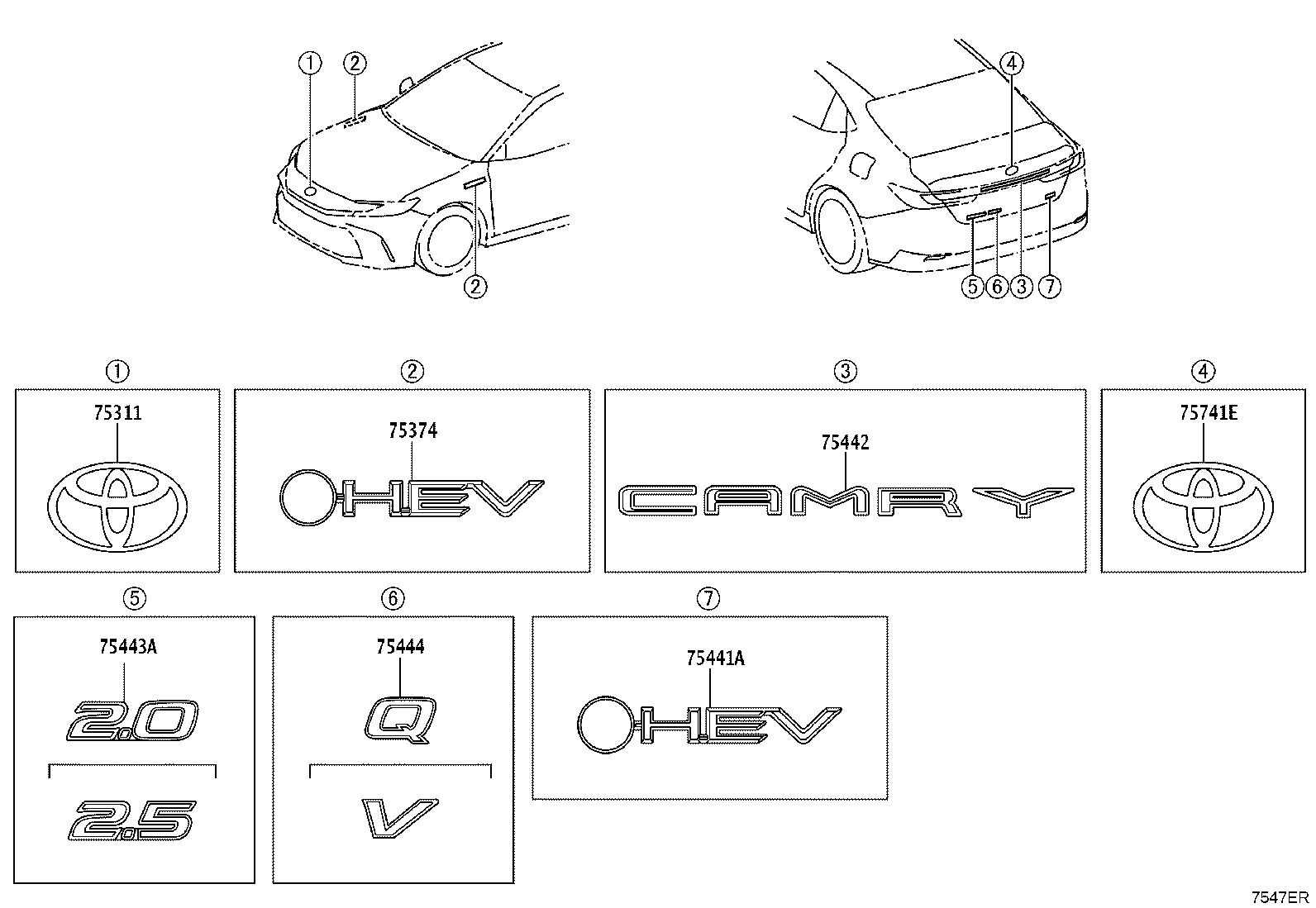75442-06450 PLATE, LUGGAGE COMPARTMENT DOOR NAME, NO.2 product image