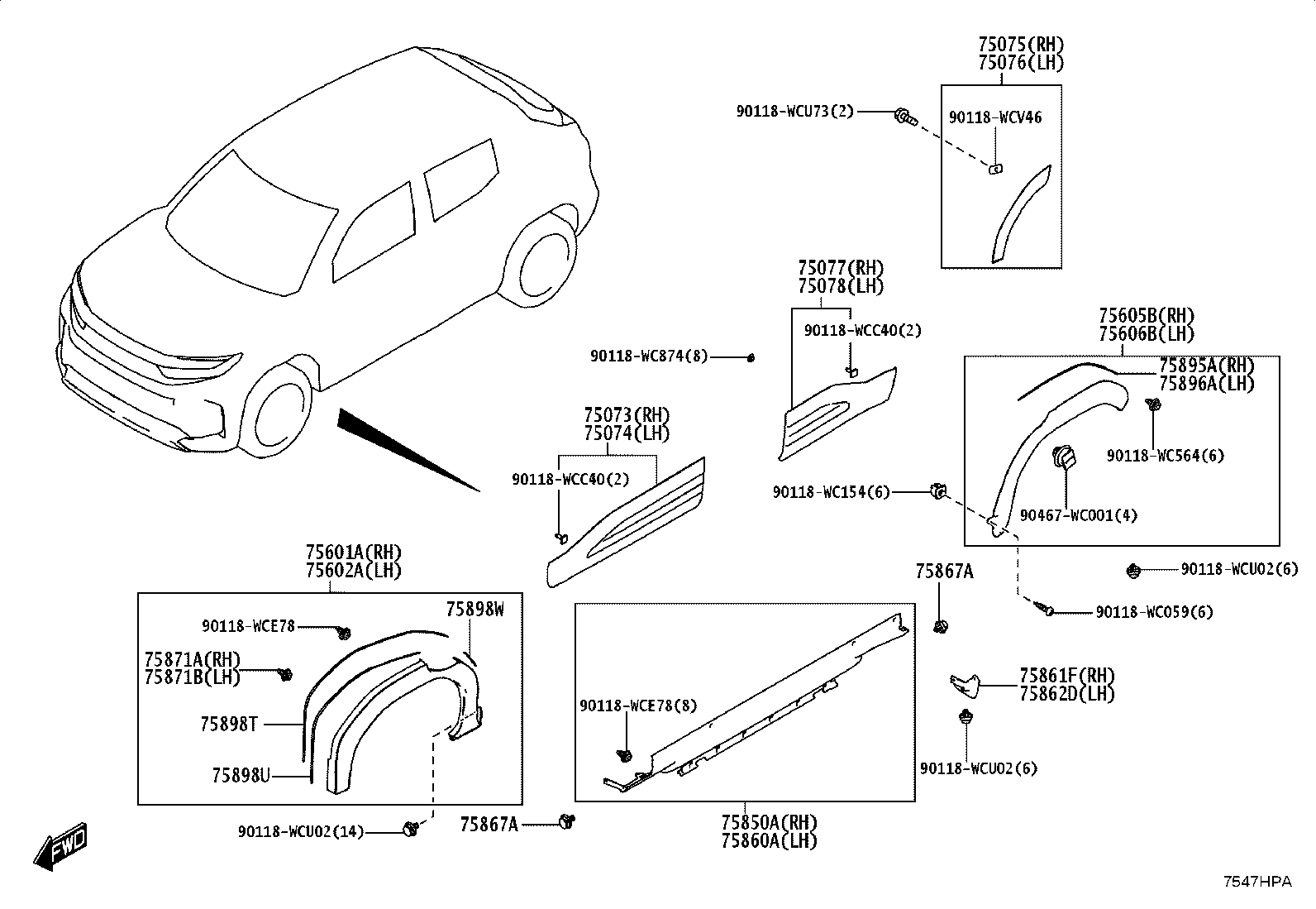 75552-WC003 MOULDING, ROOF DRIP SIDE FINISH, LH product image