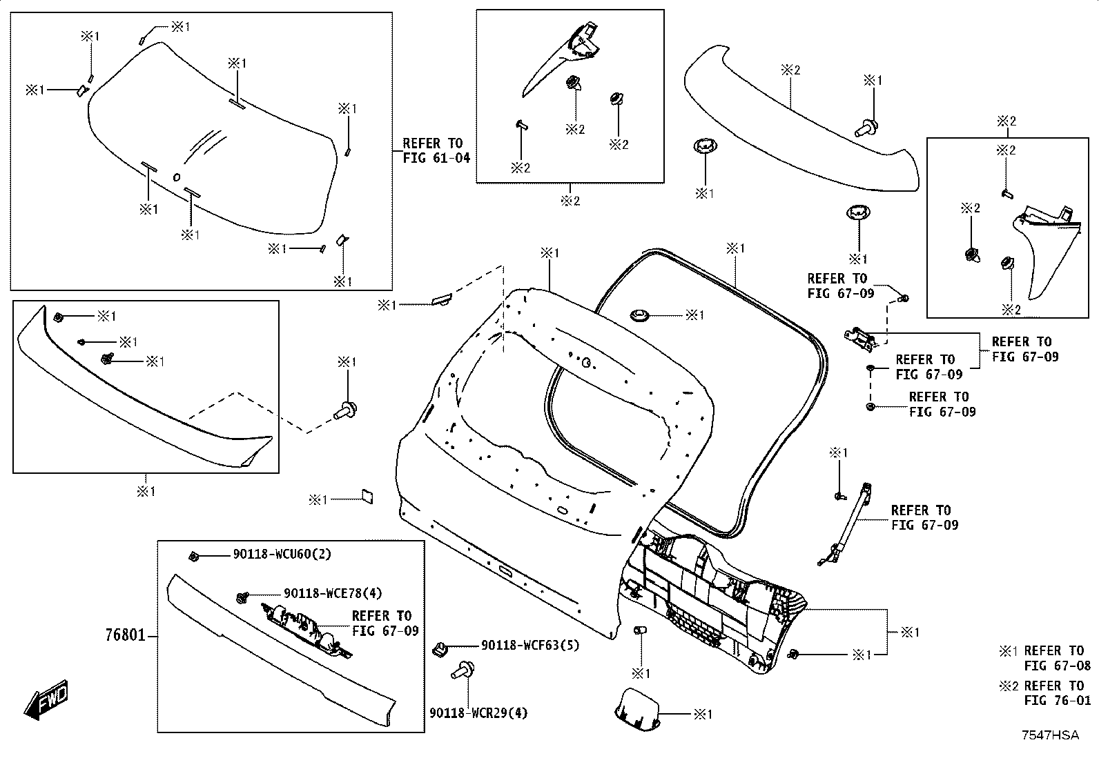 76810-WC001 GARNISH SUB-ASSY, BACK DOOR, OUTSIDE product image
