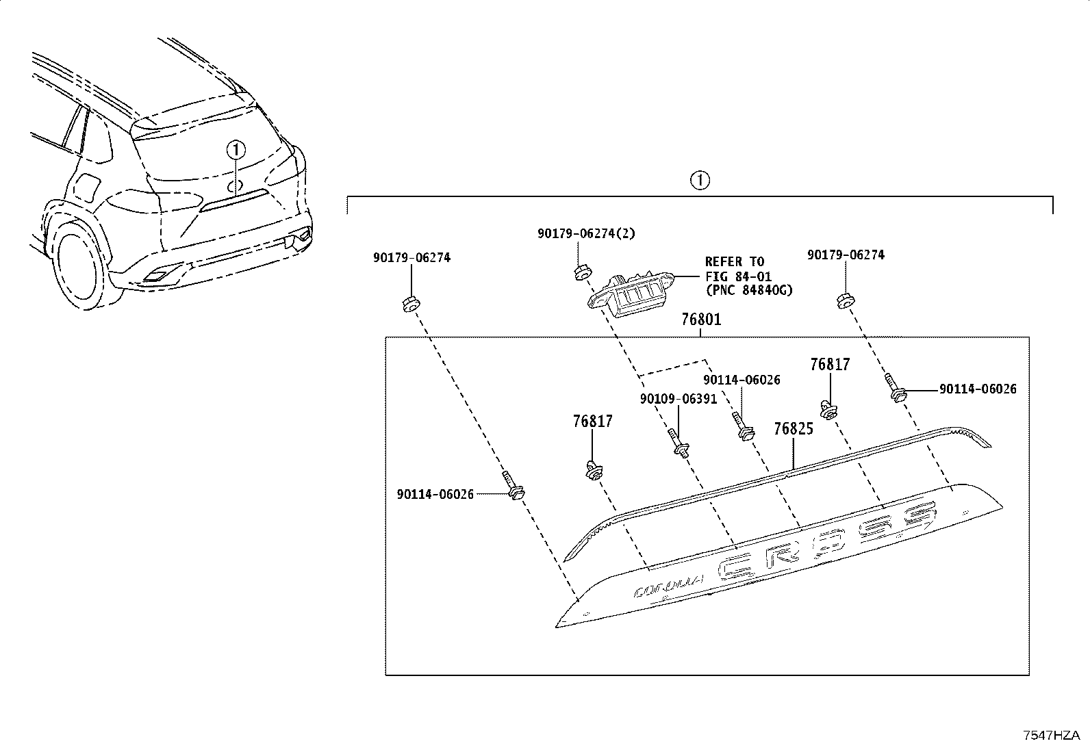 76801-16330-B2 GARNISH SUB-ASSY, BACK DOOR, OUTSIDE product image