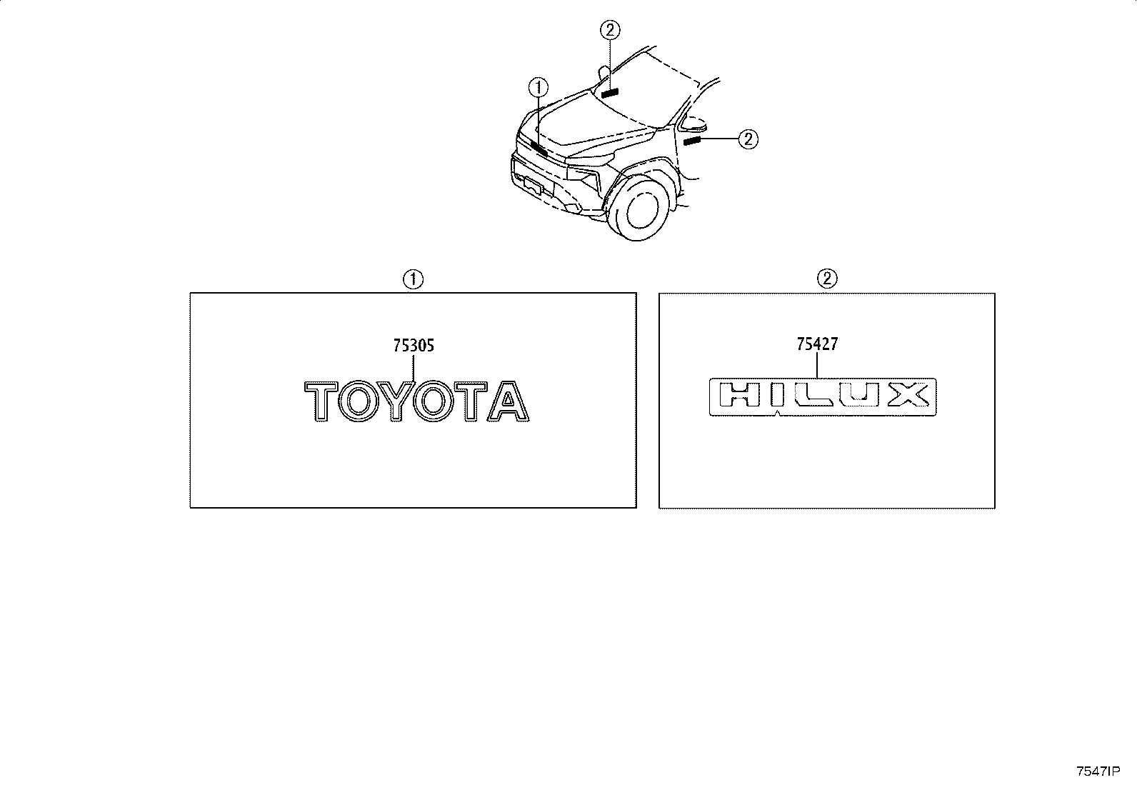 75403-0K010 EMBLEM, HOOD product image