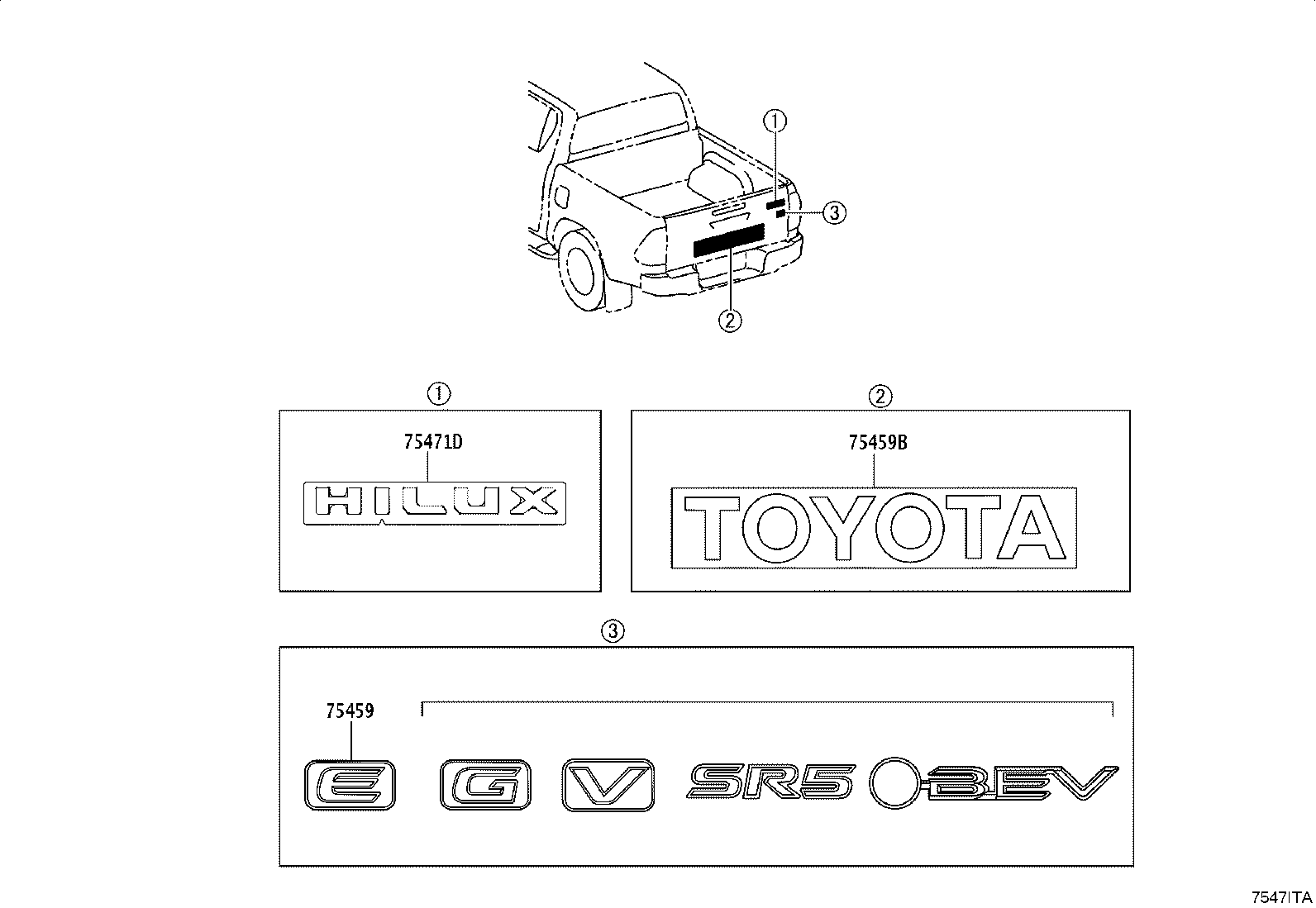 75444-0K010 MARK, TAIL GATE product image