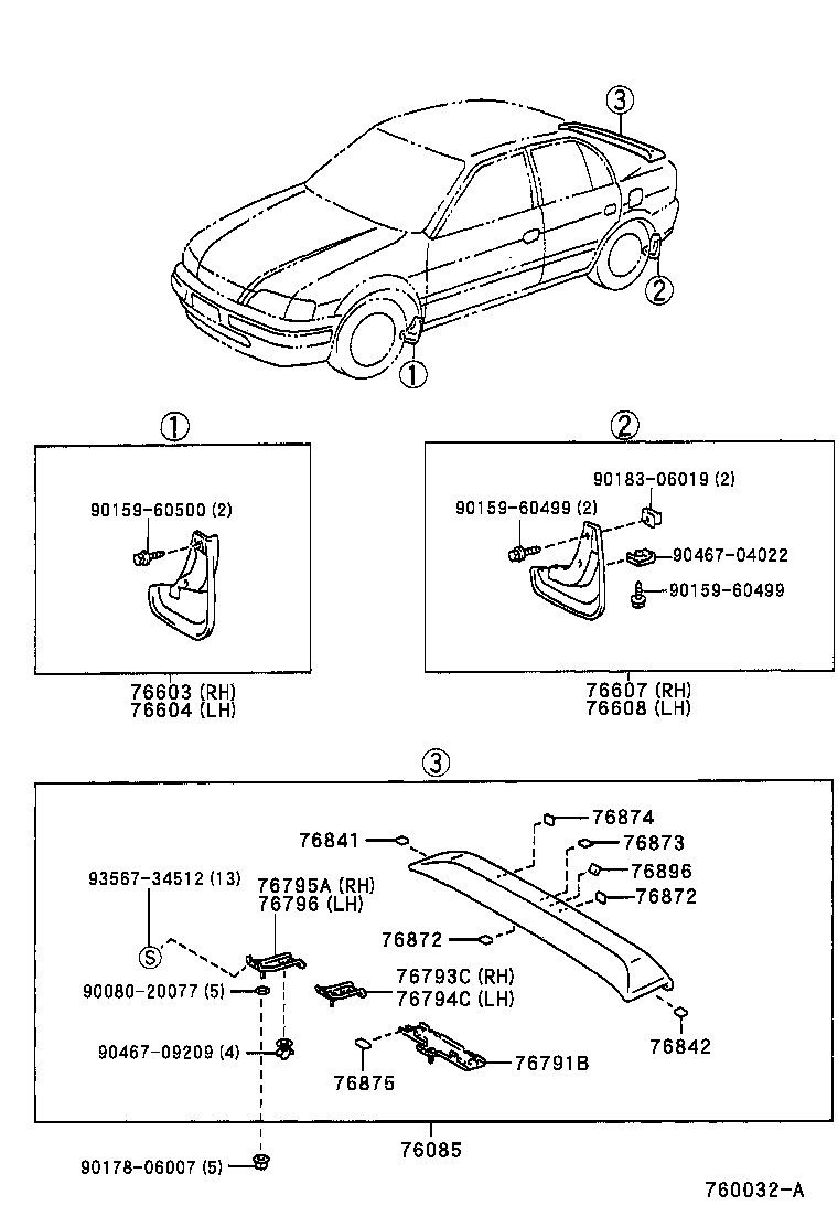 76842-0A010 PROTECTOR, REAR SPOILER SIDE, NO.5 LH product image