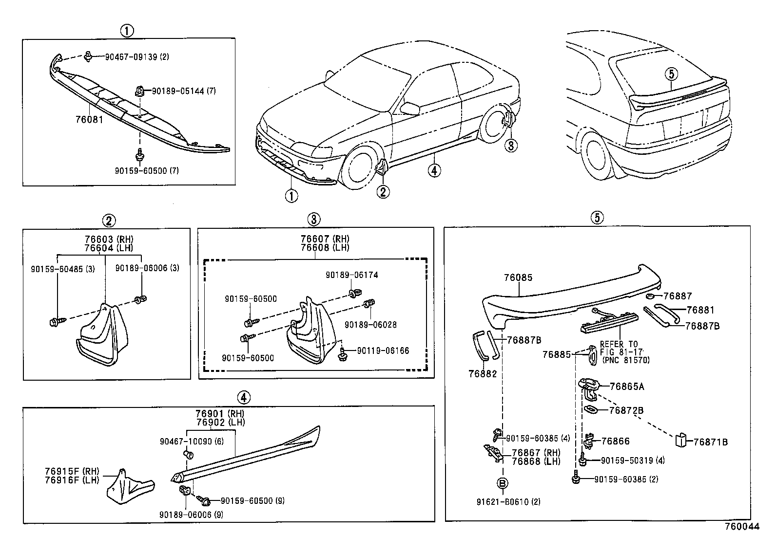 76872-13030 PROTECTOR, REAR SPOILER, CENTER product image
