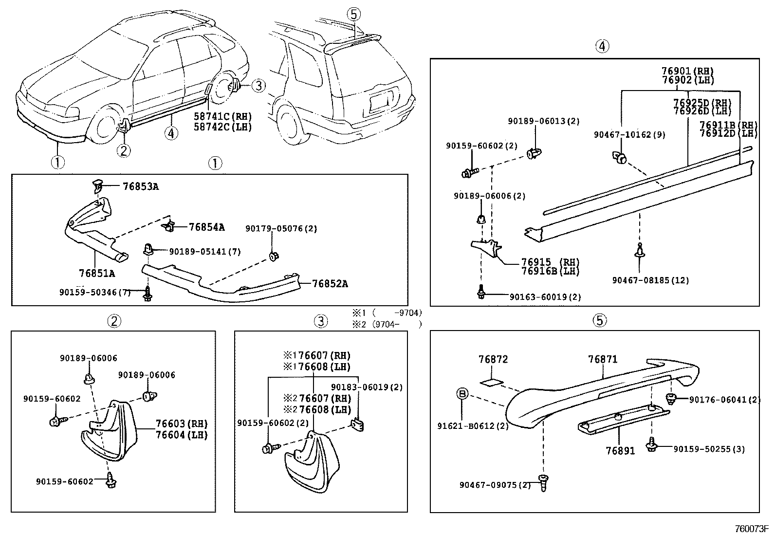76626-19575 MUDGUARD SUB-ASSY, QUARTER PANEL, REAR LH product image