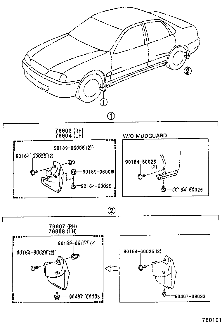76626-09070 MUDGUARD SUB-ASSY, QUARTER PANEL, REAR LH product image
