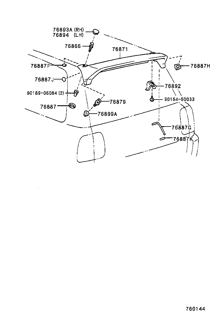 76899-42010 NUT, REAR SPOILER product image