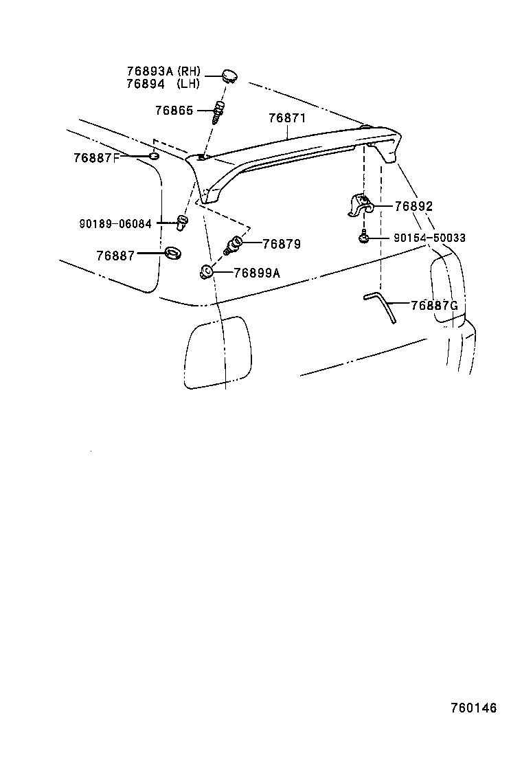 76899-42010 NUT, REAR SPOILER product image