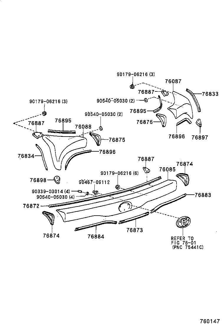 76085-30900 SPOILER SUB-ASSY, REAR product image
