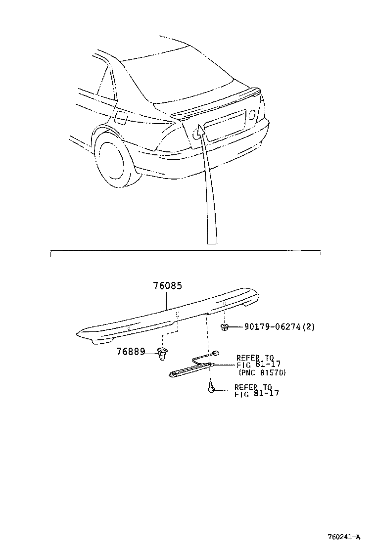 Toyota 76871-53010-J0 SPOILER SUB-ASSY, REAR