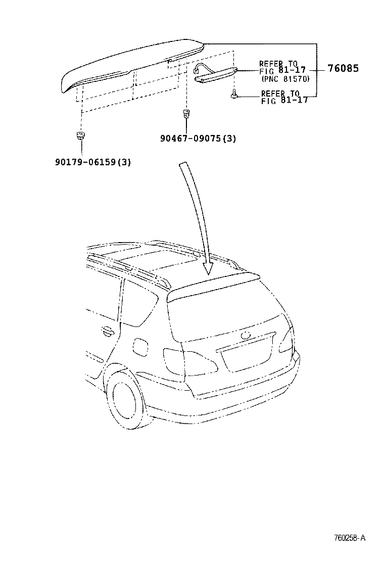 76085-44060-B2 SPOILER SUB-ASSY, REAR product image