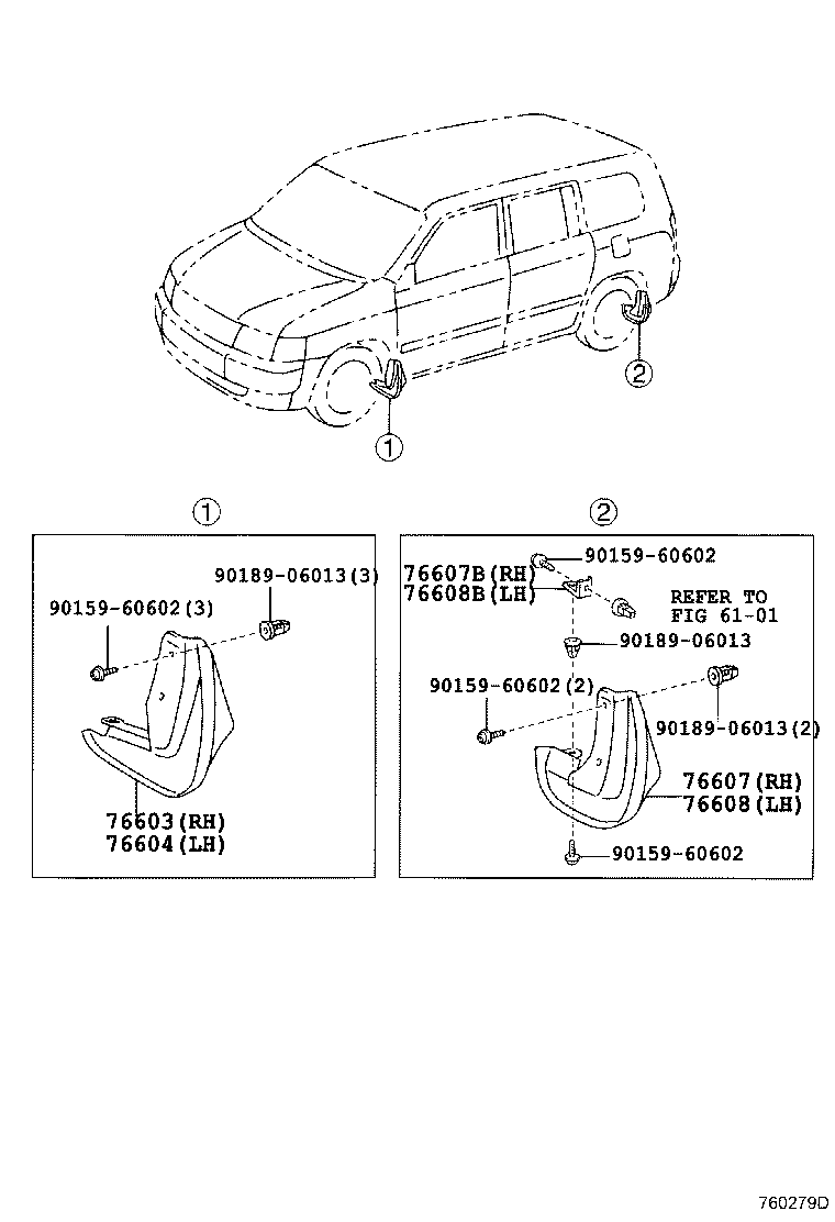 76626-52080 MUDGUARD SUB-ASSY, QUARTER PANEL, REAR LH product image
