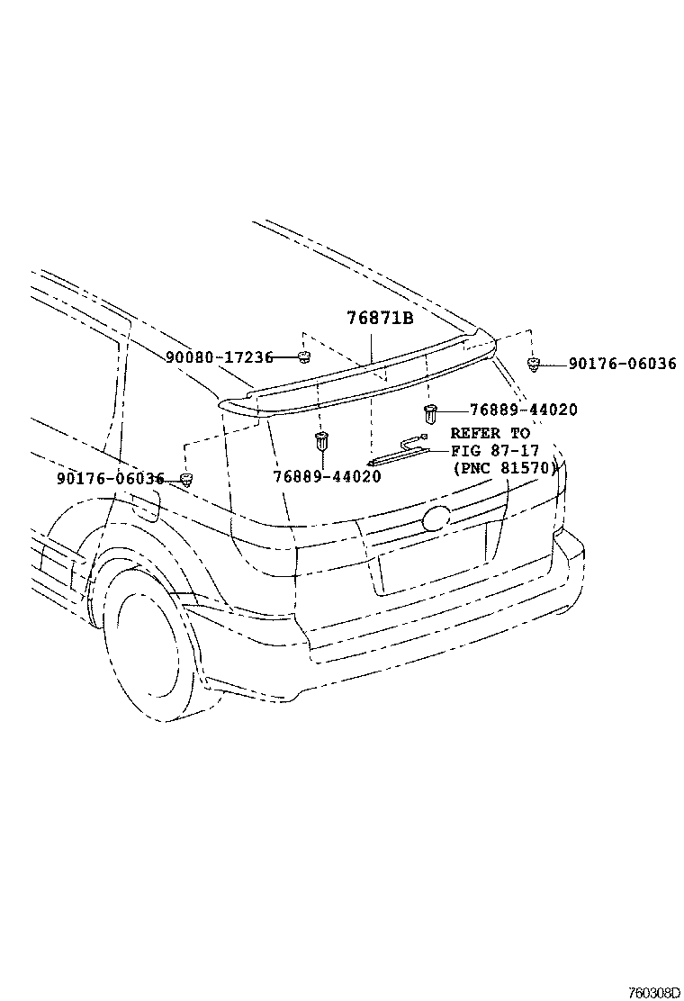 Toyota 76871-AE902 COVER, REAR SPOILER