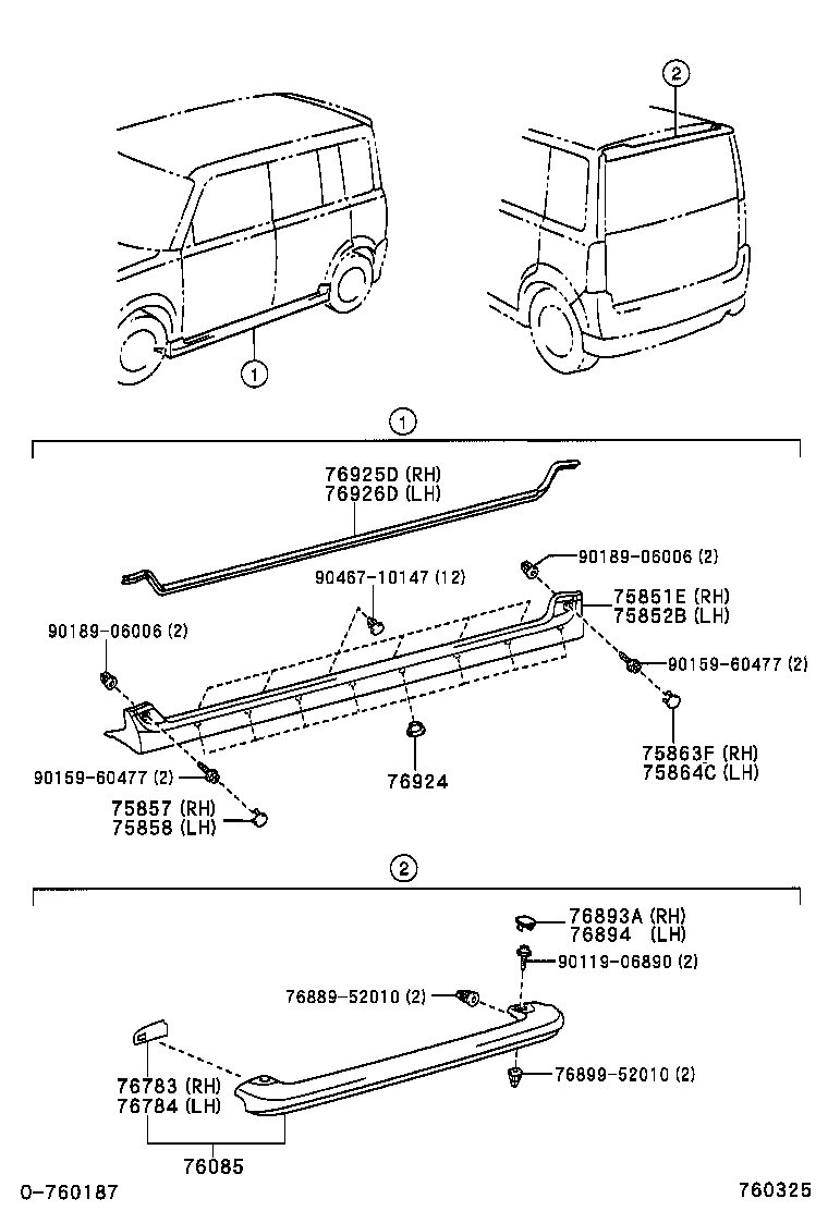 75868-52010 CLIP, REAR SPOILER, NO.2 product image