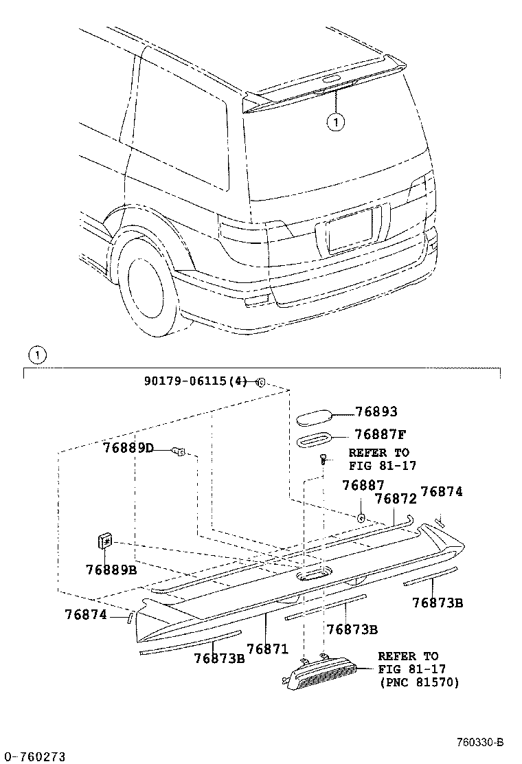 76893-58010-K0 COVER, REAR SPOILER, NO.1 product image