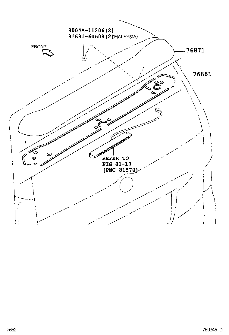 Toyota 76871-BZ030 SPOILER, REAR