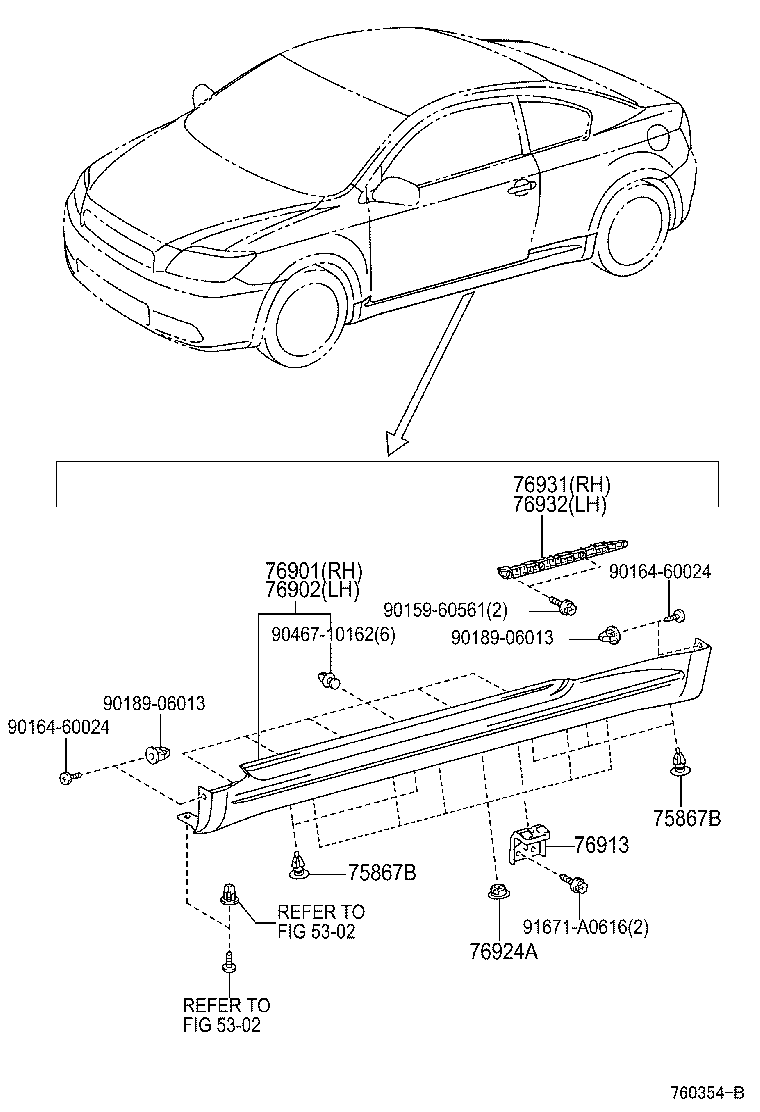Toyota 90467-08180 CLIP, ROCKER PANEL MOULDING