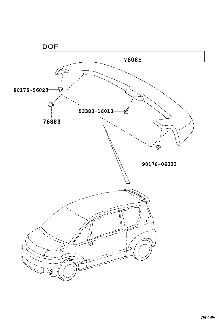 76889-52060 CLIP, REAR SPOILER, NO.2 product image