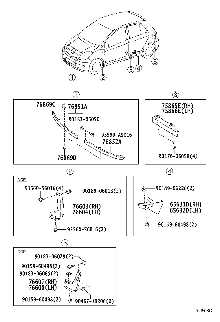 Toyota 76852-0D020 COVER, FRONT SPOILER, LH