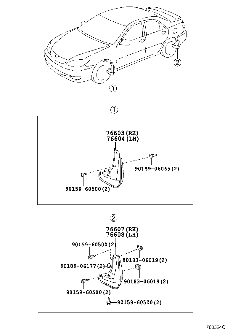 76622-33090-A2 MUDGUARD SUB-ASSY, FRONT FENDER, LH product image