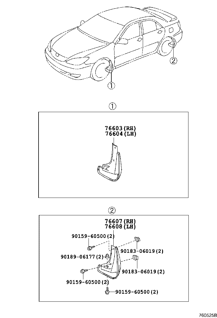 76622-33090-B2 MUDGUARD SUB-ASSY, FRONT FENDER, LH product image