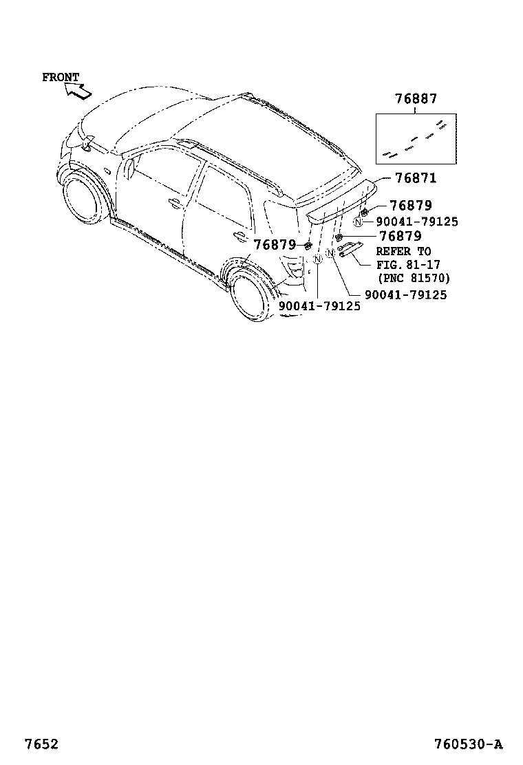 Toyota 76871-B4010-B0 SPOILER, REAR