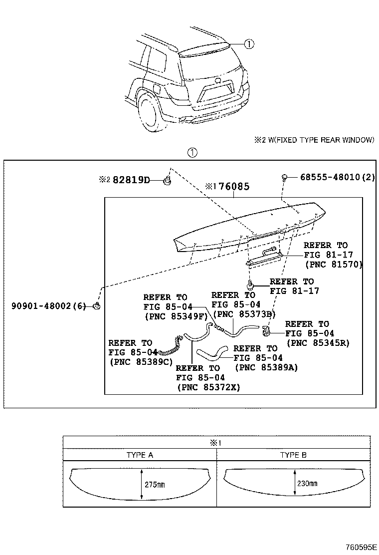 Toyota 76085-48080-D0 SPOILER SUB-ASSY, REAR