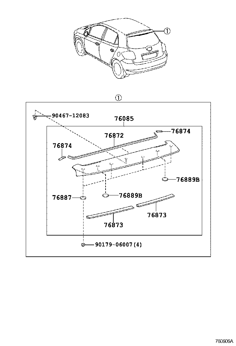 76085-12917-B2 SPOILER SUB-ASSY, REAR product image