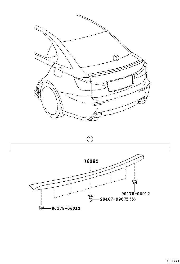 76085-53050 SPOILER SUB-ASSY, REAR product image