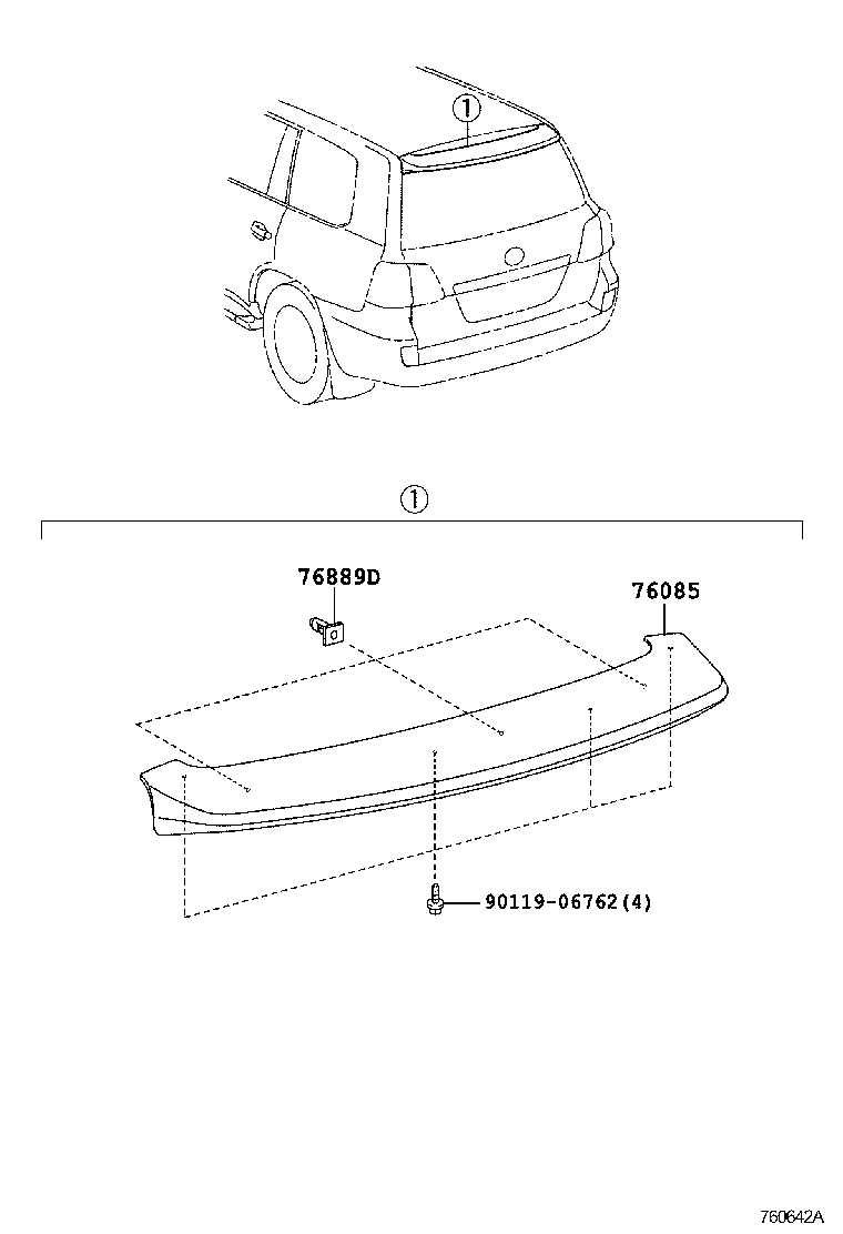 76085-60020-A2 SPOILER SUB-ASSY, REAR product image