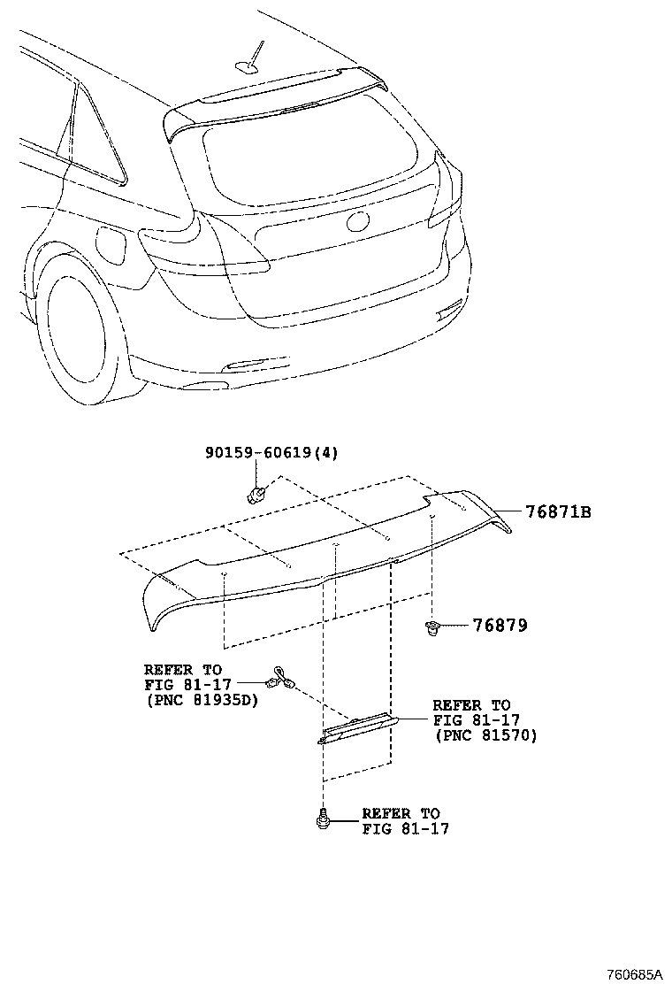 Toyota 76085-0T030-A0 SPOILER SUB-ASSY, REAR