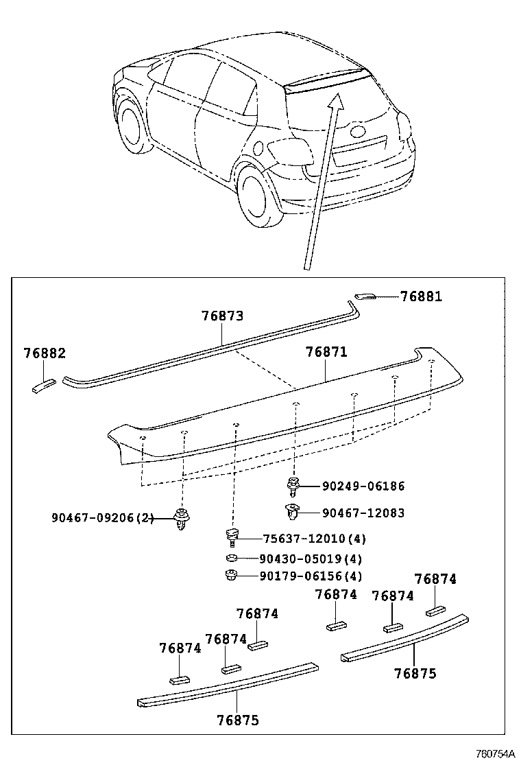 76874-02020 PROTECTOR, REAR SPOILER, NO.3 product image