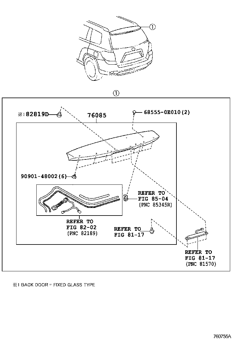 Toyota 76085-0E902-J2 SPOILER SUB-ASSY, REAR