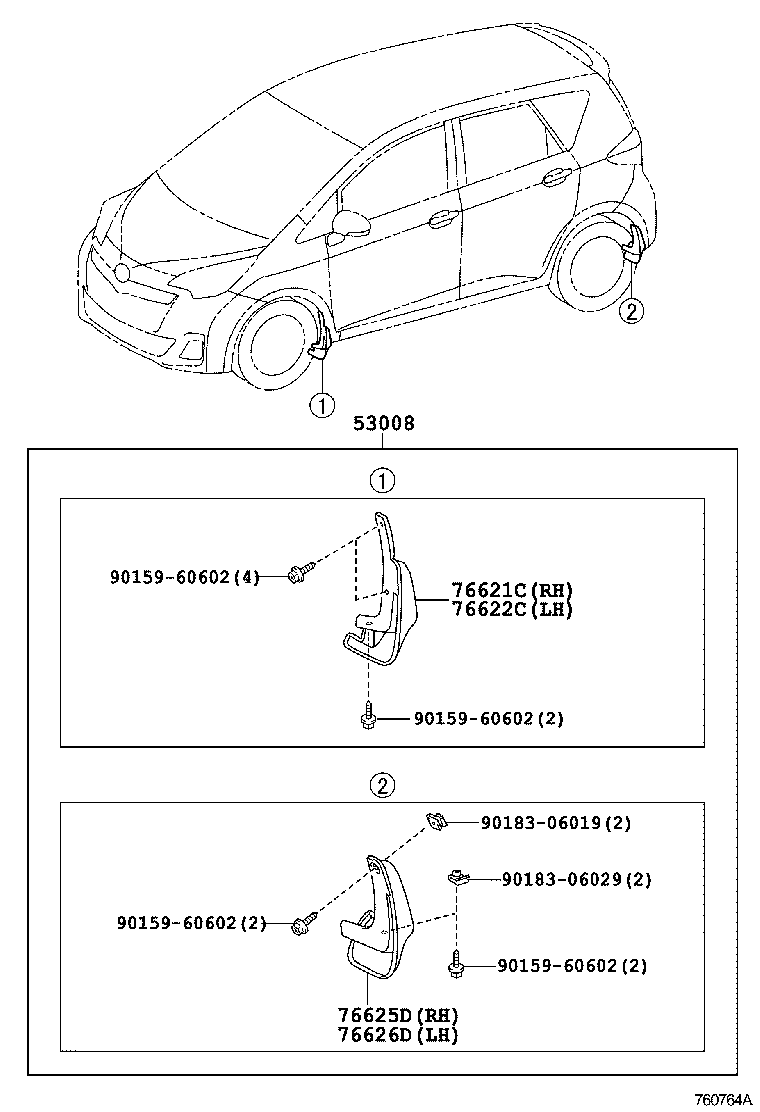 53008-52260-B0 MUDGUARD SET product image