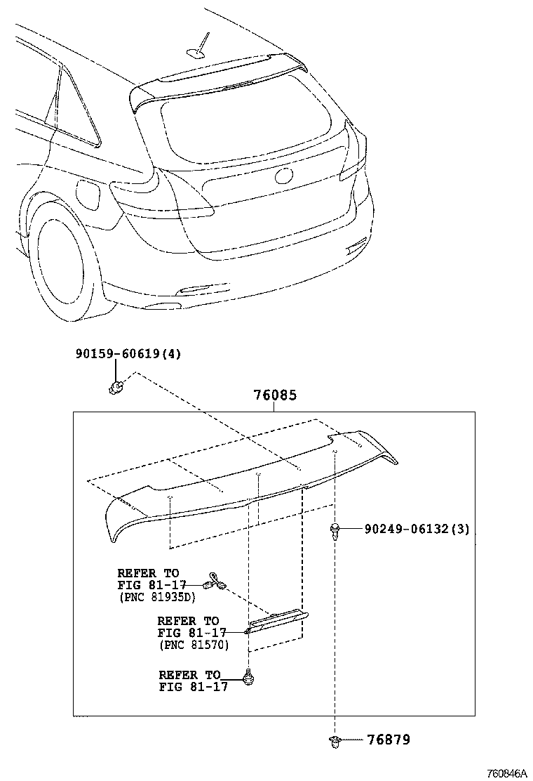 76085-0T020-B2 SPOILER SUB-ASSY, REAR product image