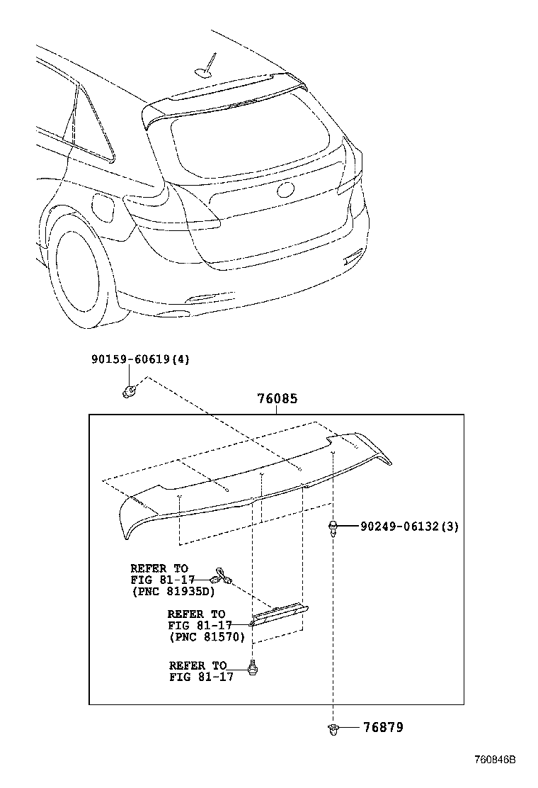 Thumbnail 2 for 76085-0T030-A0