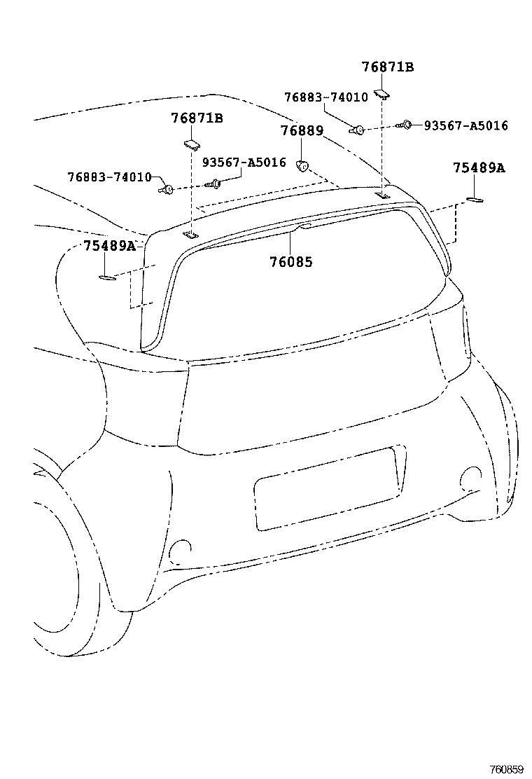 76085-74010 SPOILER SUB-ASSY, REAR product image