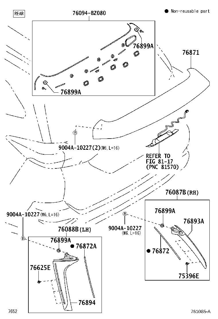 76088-BZ020 SPOILER SUB-ASSY, REAR SIDE, LH product image