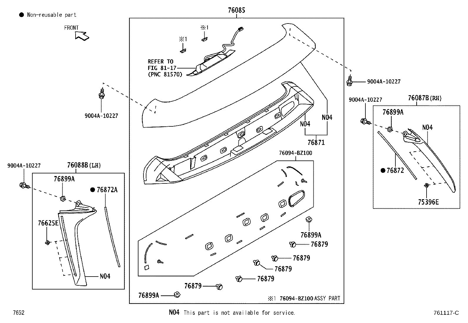 76088-BZ040 SPOILER SUB-ASSY, REAR SIDE, LH product image