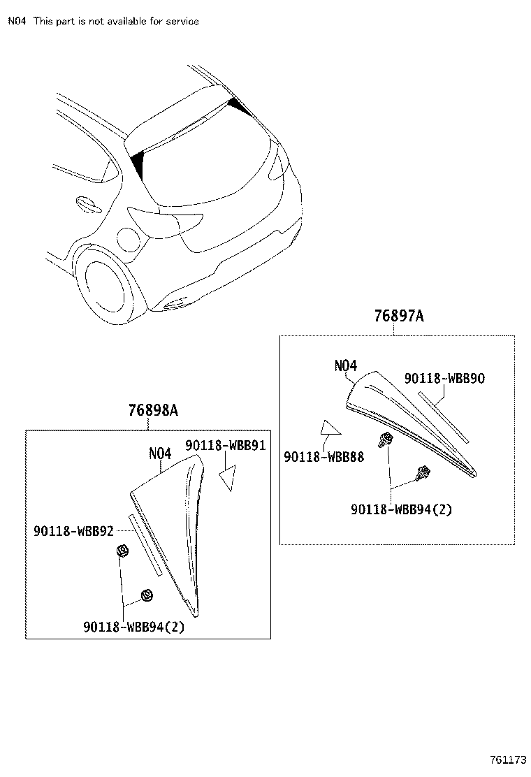 76085-WB001 SPOILER SUB-ASSY, REAR product image